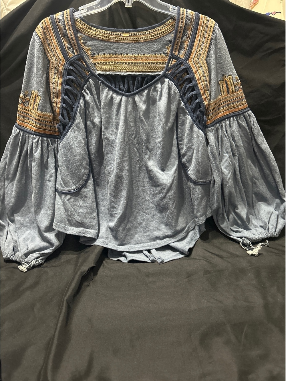 Free People Snow Kisses Blouse with Balloon Sleeves